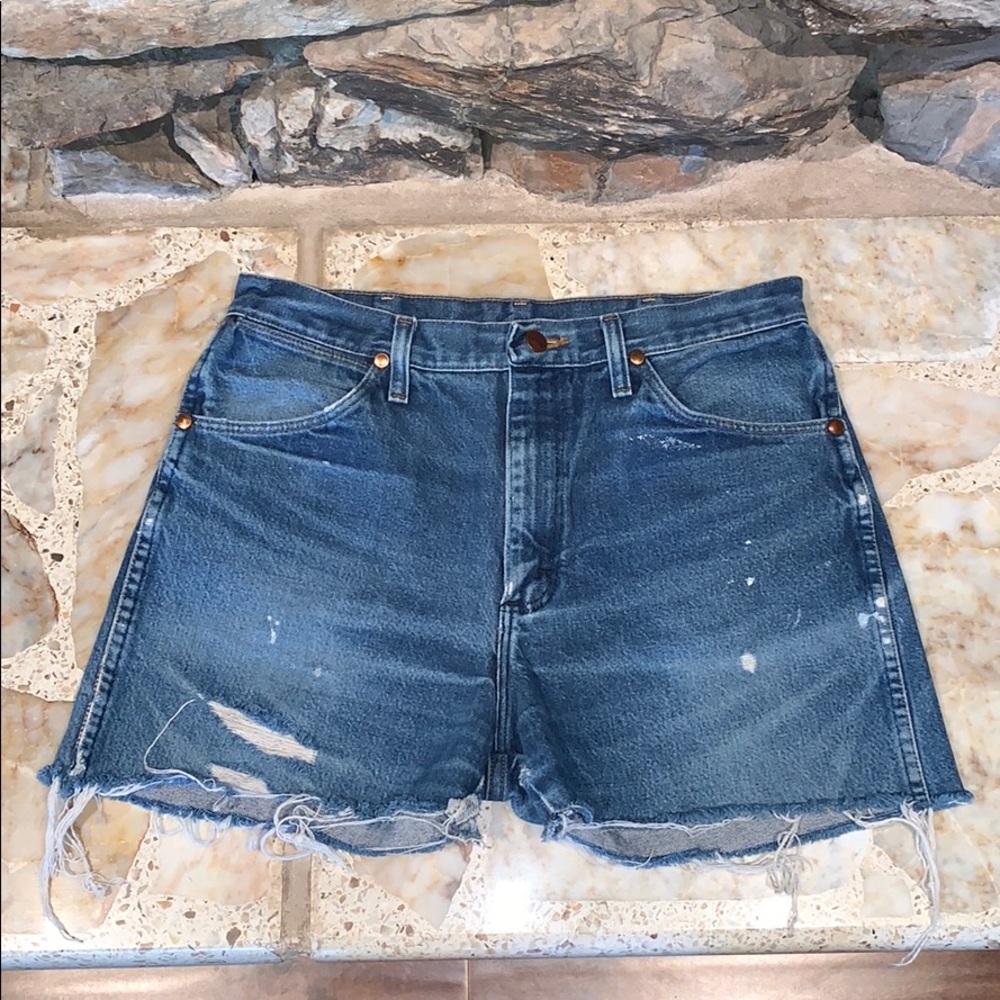 Wrangler Vintage Distressed High Waisted Shorts